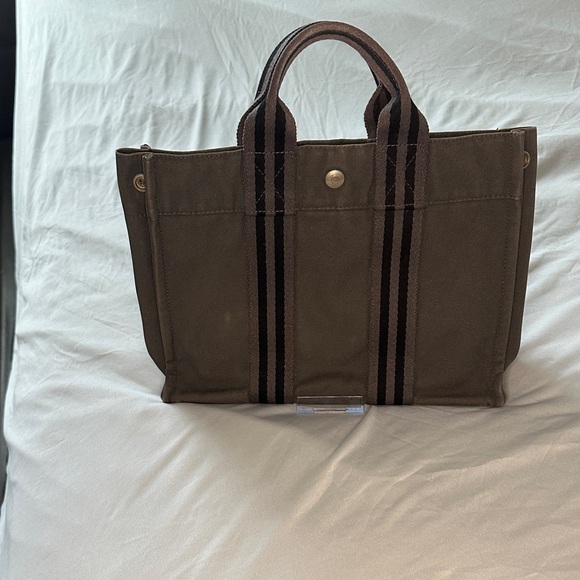 Hermes Handbags - Hermès Authentic Herline PM Canvas Tote Bag - Grey